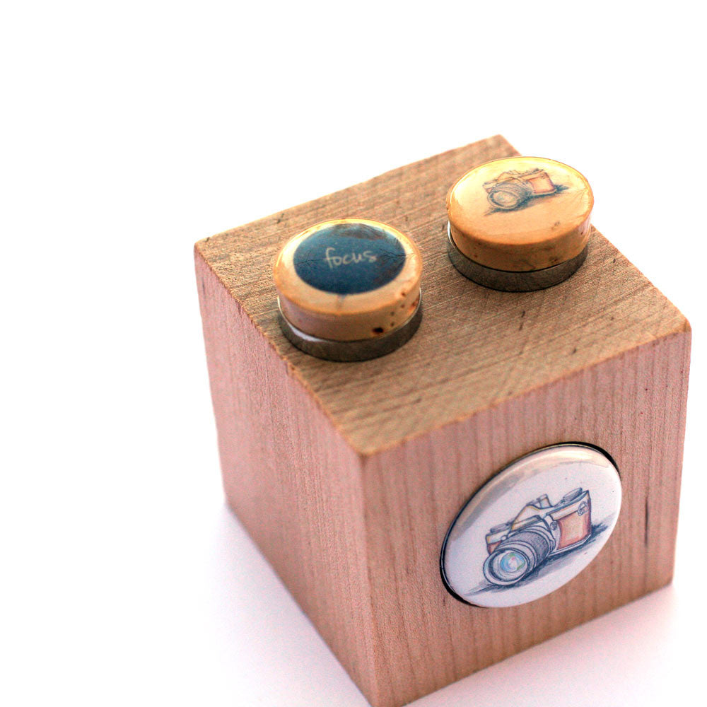 Photographer Cufflinks - Recycled Cork