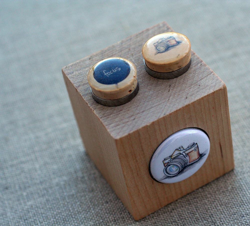 Photographer Cufflinks - Recycled Cork