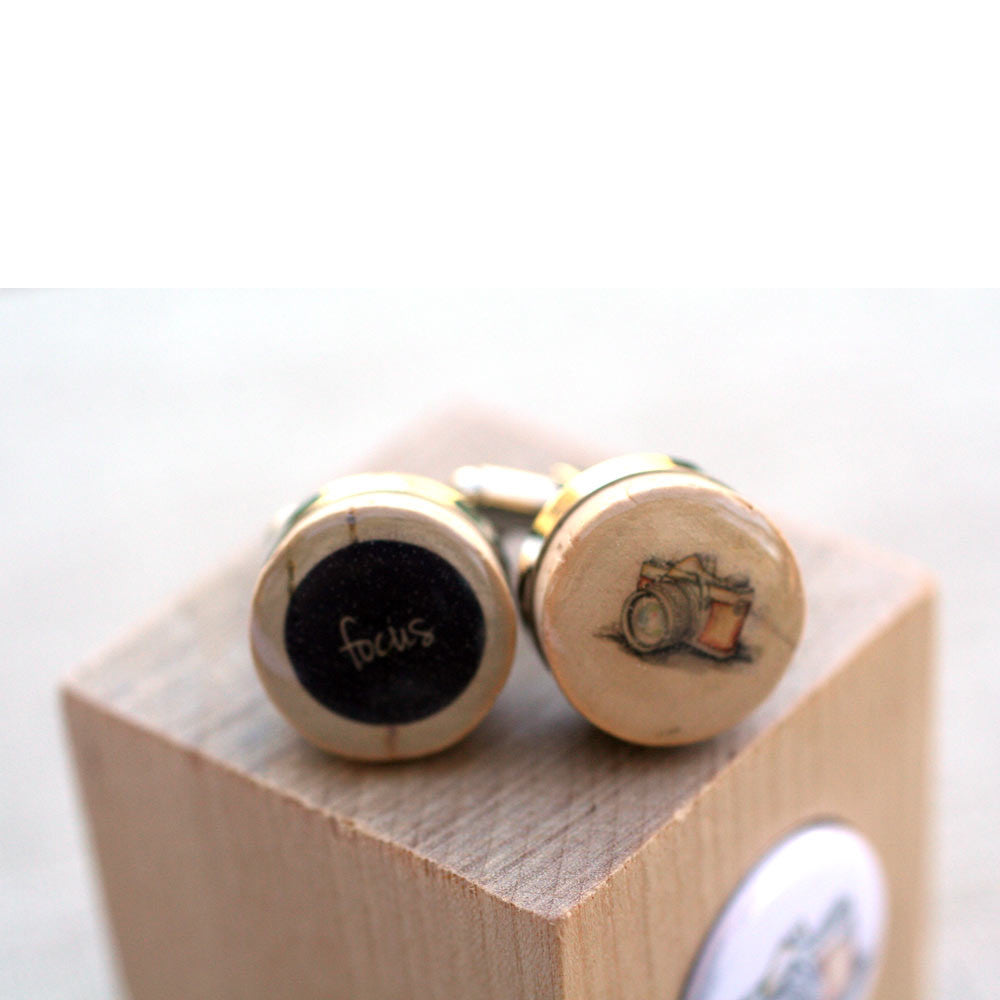 Photographer Cufflinks - Recycled Cork