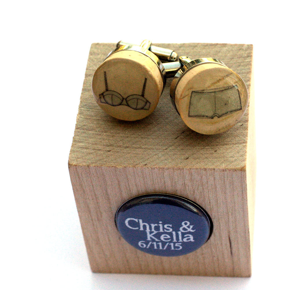 Bra and Panties Cufflinks - Recycled Cork