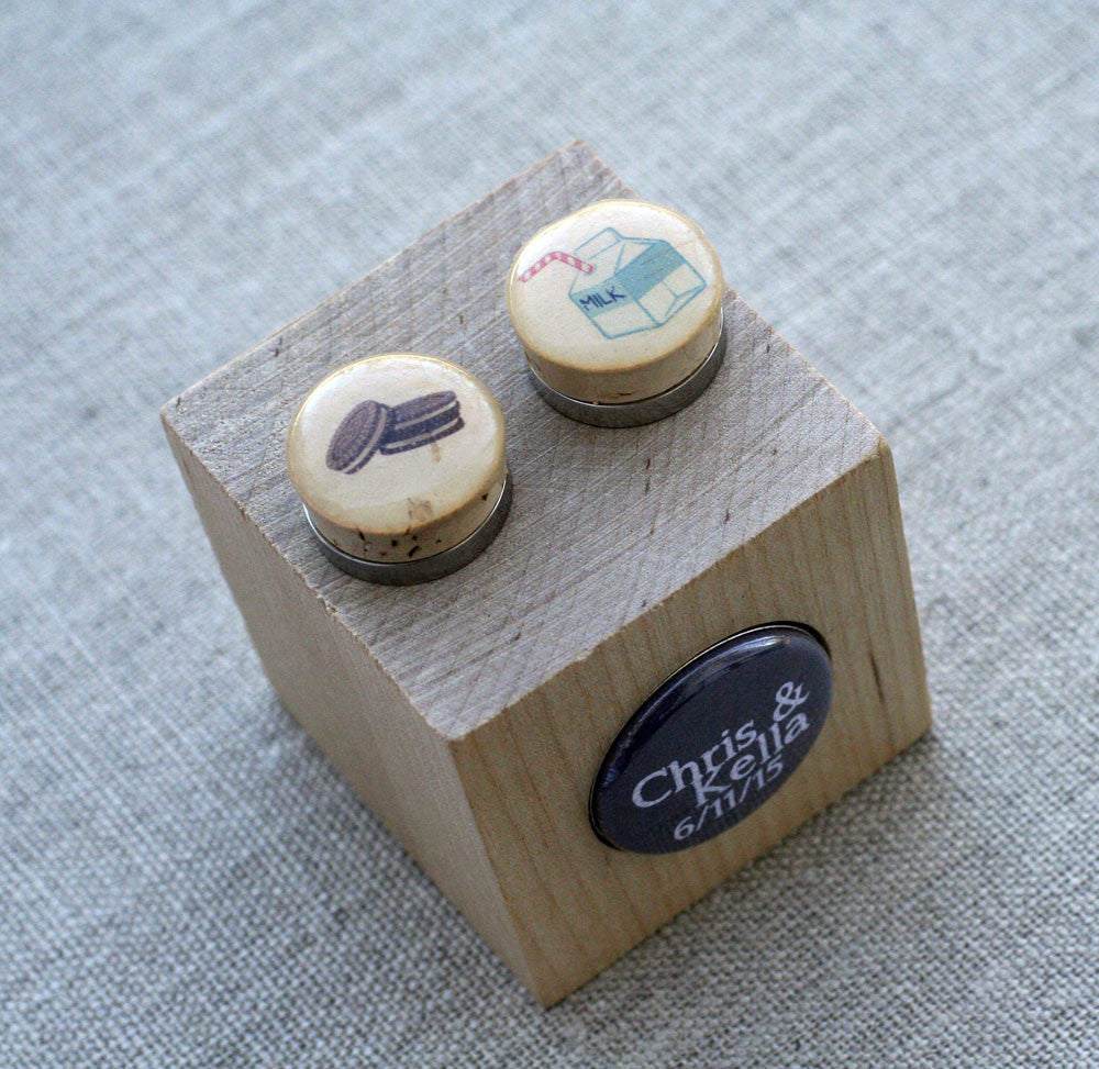 Milk and Cookies Wedding Cufflinks - Recycled Cork