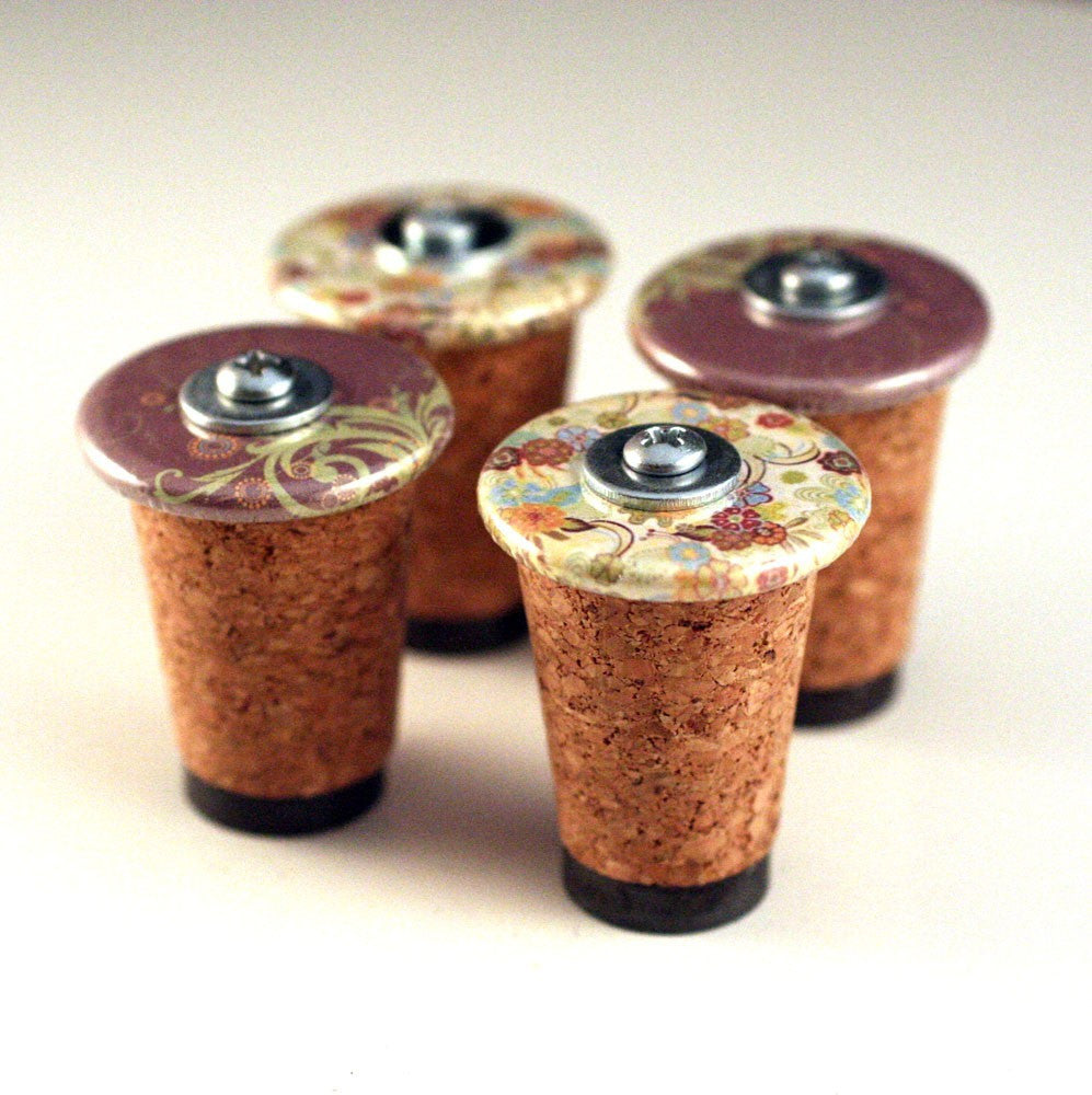 Recycled Cork Magnet Set | Abstract Florals