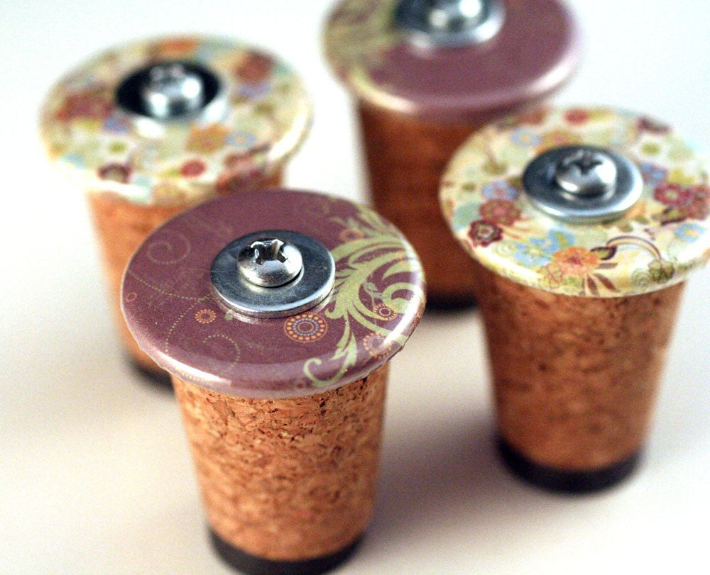 Recycled Cork Magnet Set | Abstract Florals