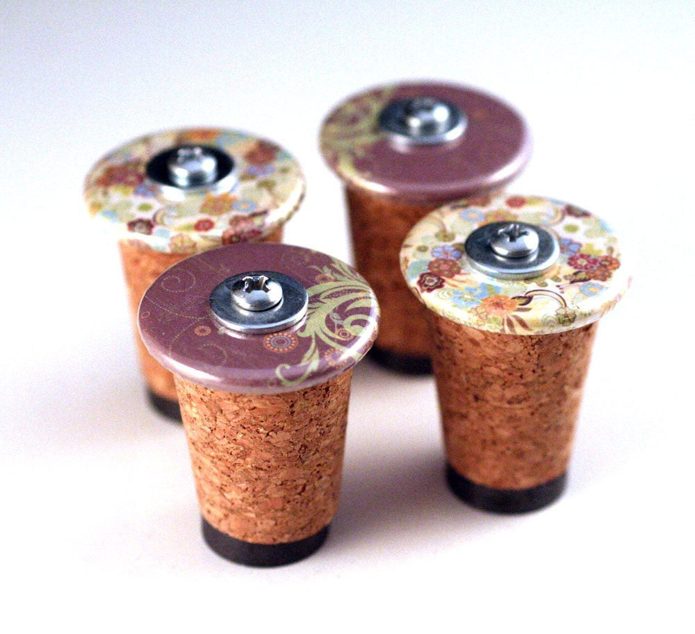 Recycled Cork Magnet Set | Abstract Florals