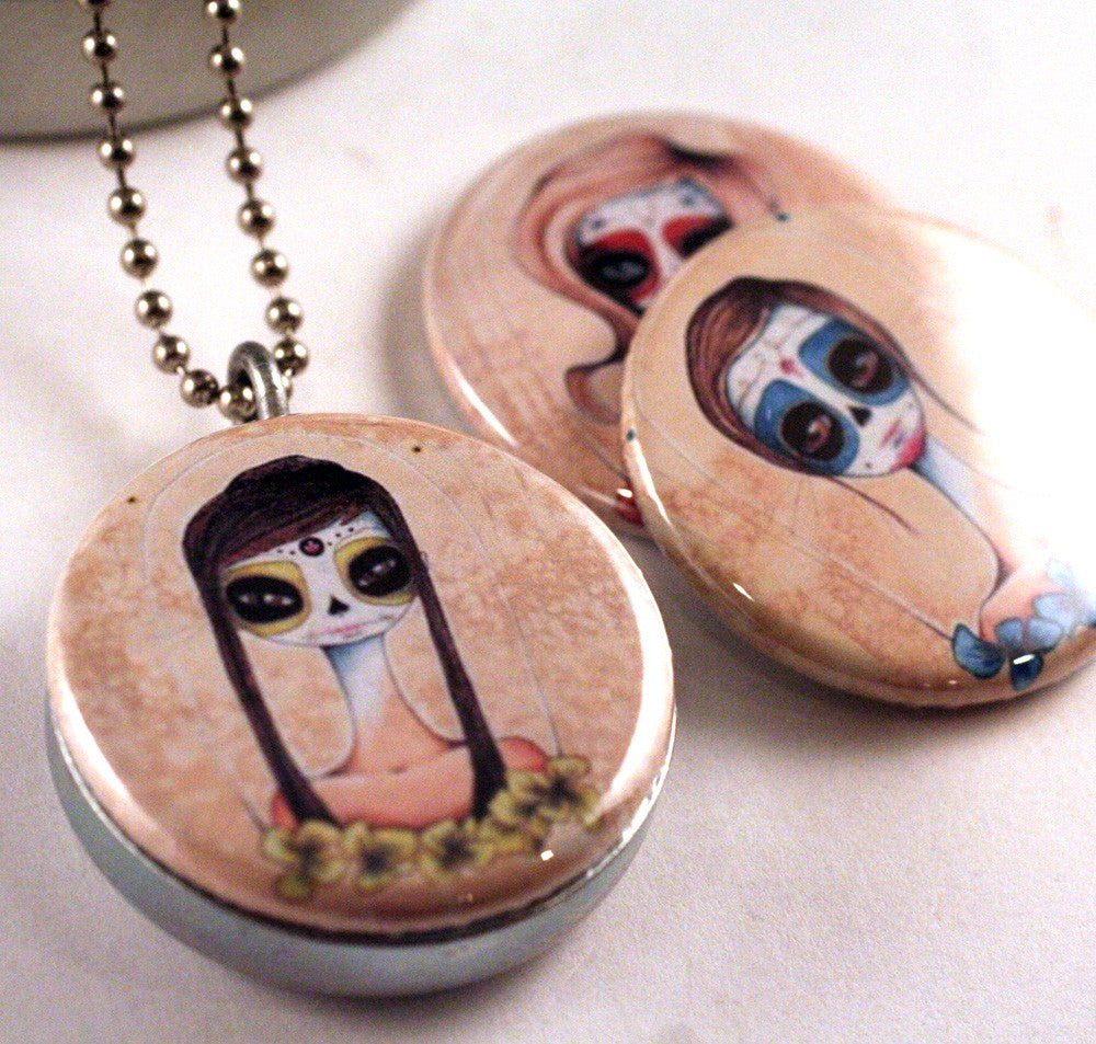 Zombie Locket - Magnetic and Recycled