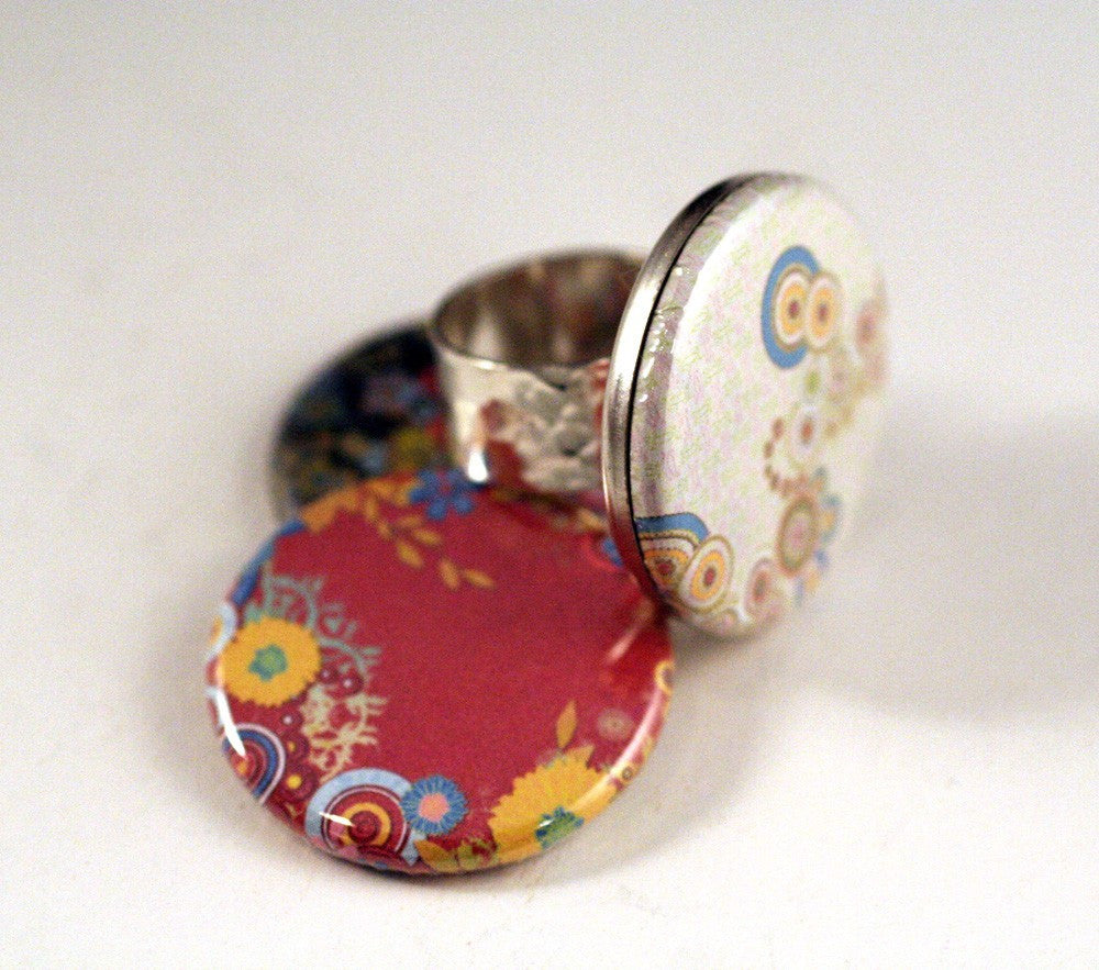 Hammered Silver Ring - Bold, Magnetic Lids