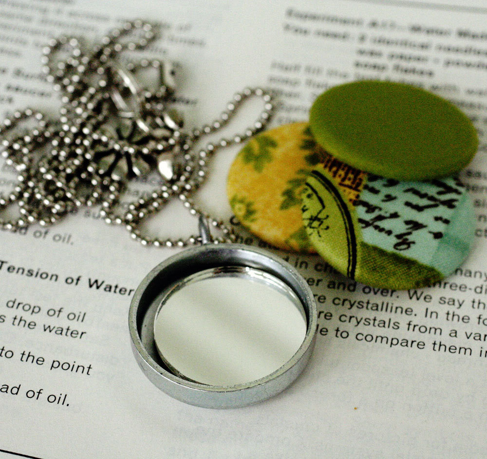 Fabric Mirror Locket Necklace