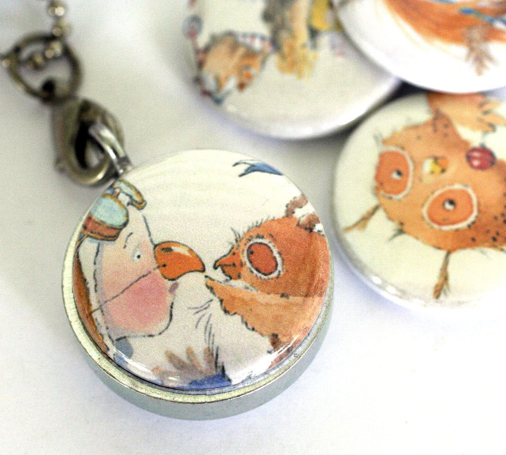Owl Art Locket Magnetic Necklace