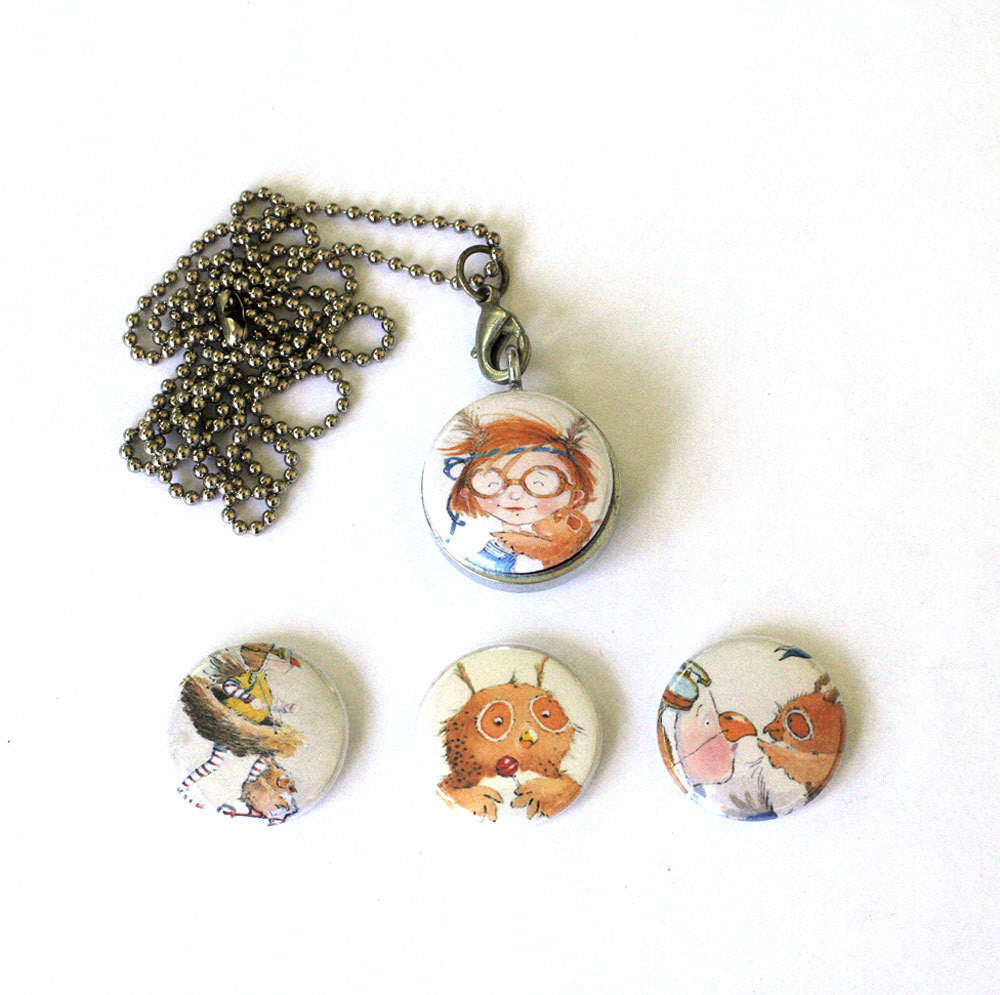 Owl Art Locket Magnetic Necklace