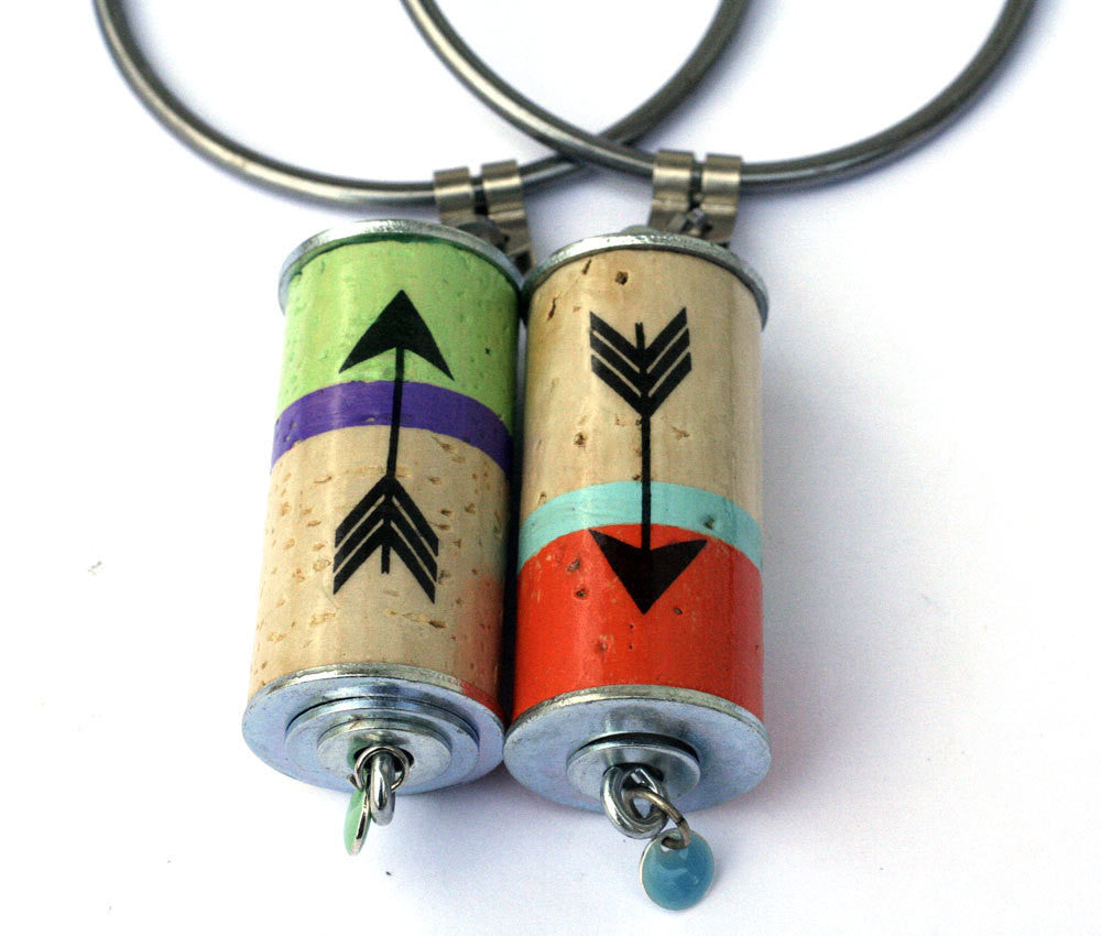 Arrow Color Block Cork Keyring