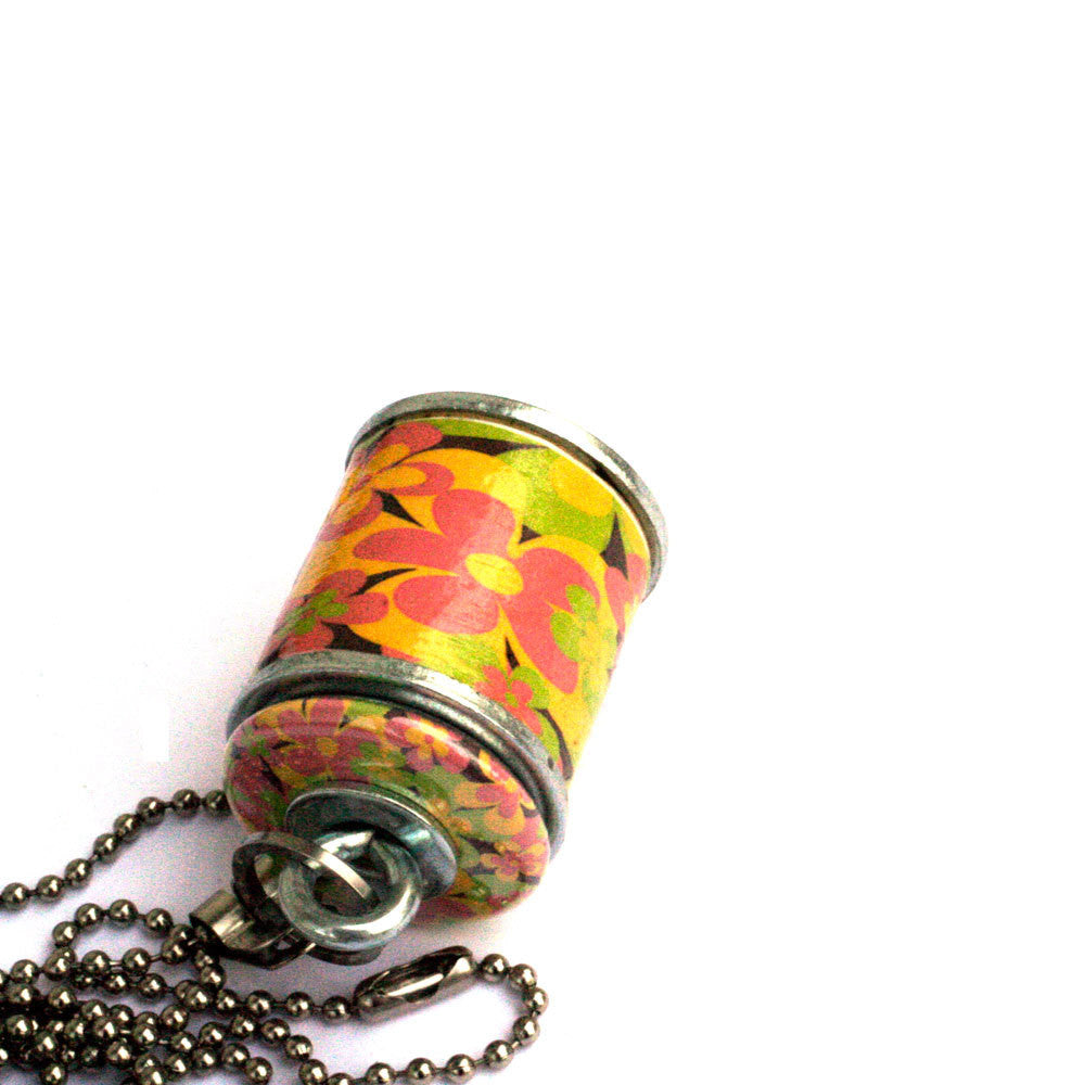 Pink Floral Recycled Wine Cork Necklace