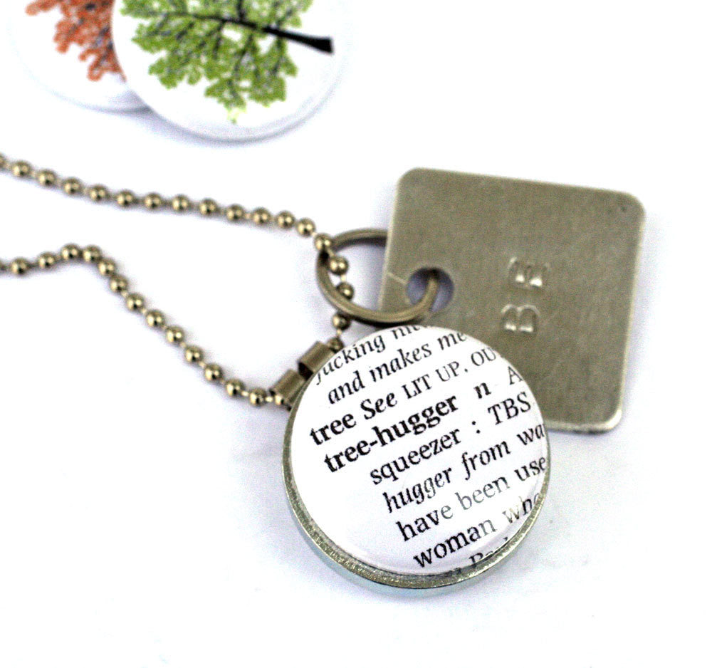 Treehugger TREE Locket Necklace - Magnetic Necklace, Stamped Jewelry, Be Jewelry, Autumn Tree, Spring Tree, Green by Polarity, Eco Friendly