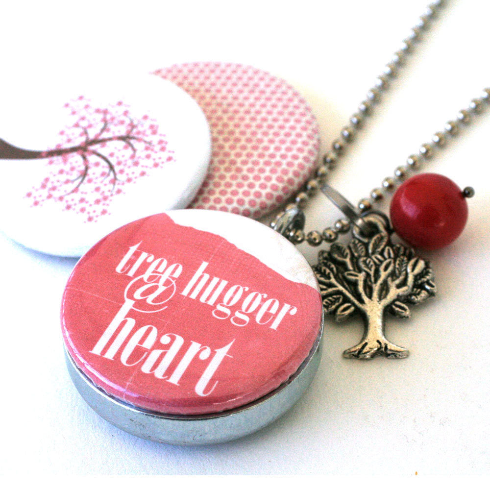 Tree Hugger Necklace Locket - Magnetic and Recycled