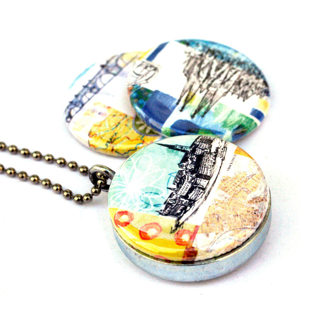 Stockholm Locket - Barcelona Locket - Prague Locket - Travel Magnetic Necklace by Polarity and Stephanie Levy