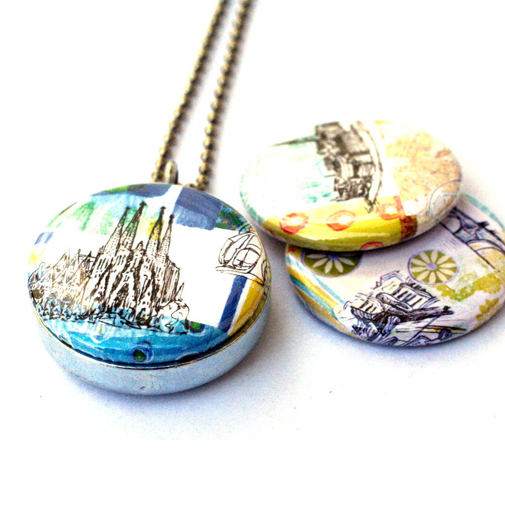 Stockholm Locket - Barcelona Locket - Prague Locket - Travel Magnetic Necklace by Polarity and Stephanie Levy