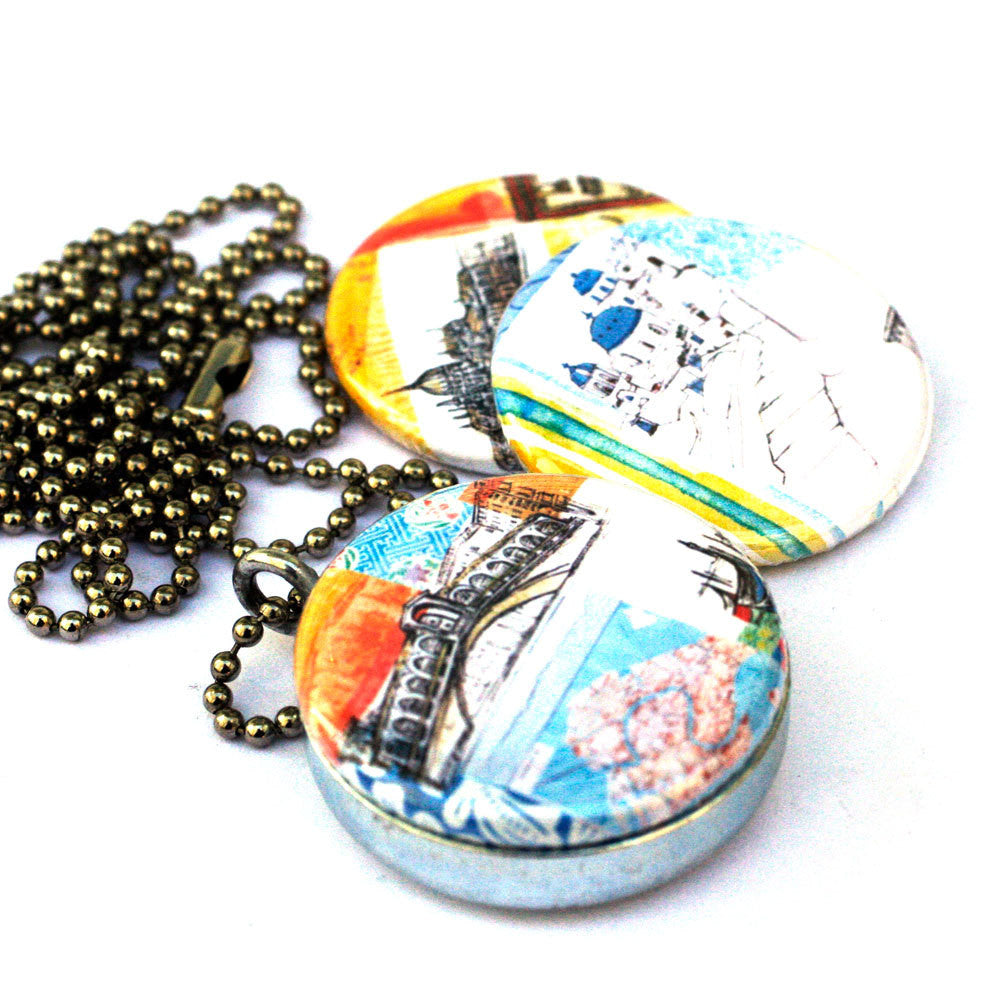 Greece, Budapest and Venice Travel Locket Necklace