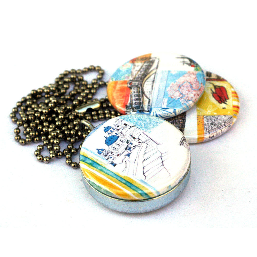 Greece, Budapest and Venice Travel Locket Necklace