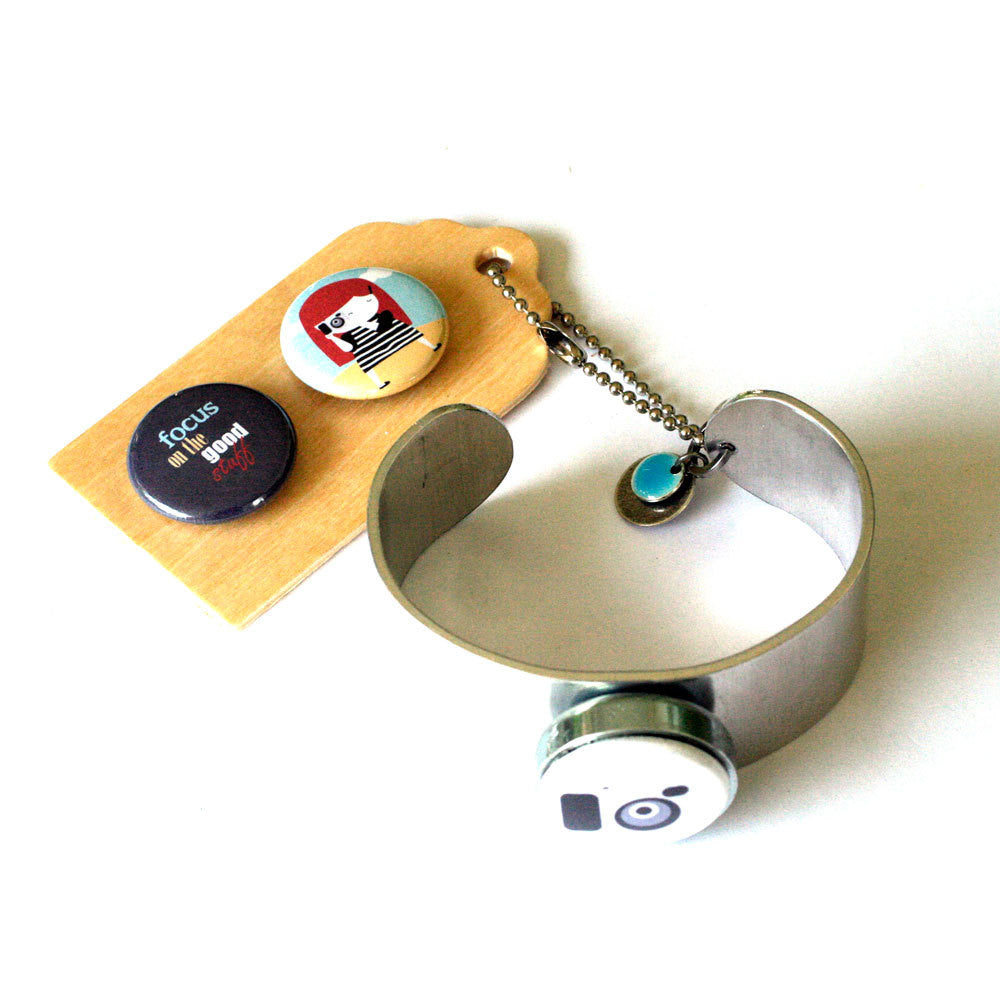 Photographer Magnetic Metal Cuff Bracelet