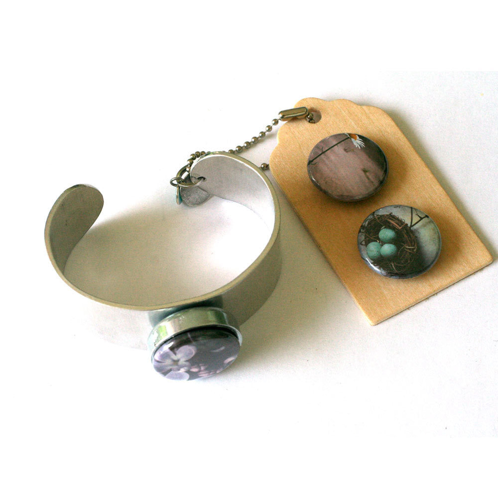 Birds Nest Metal Cuff Bracelet - Magnetic
