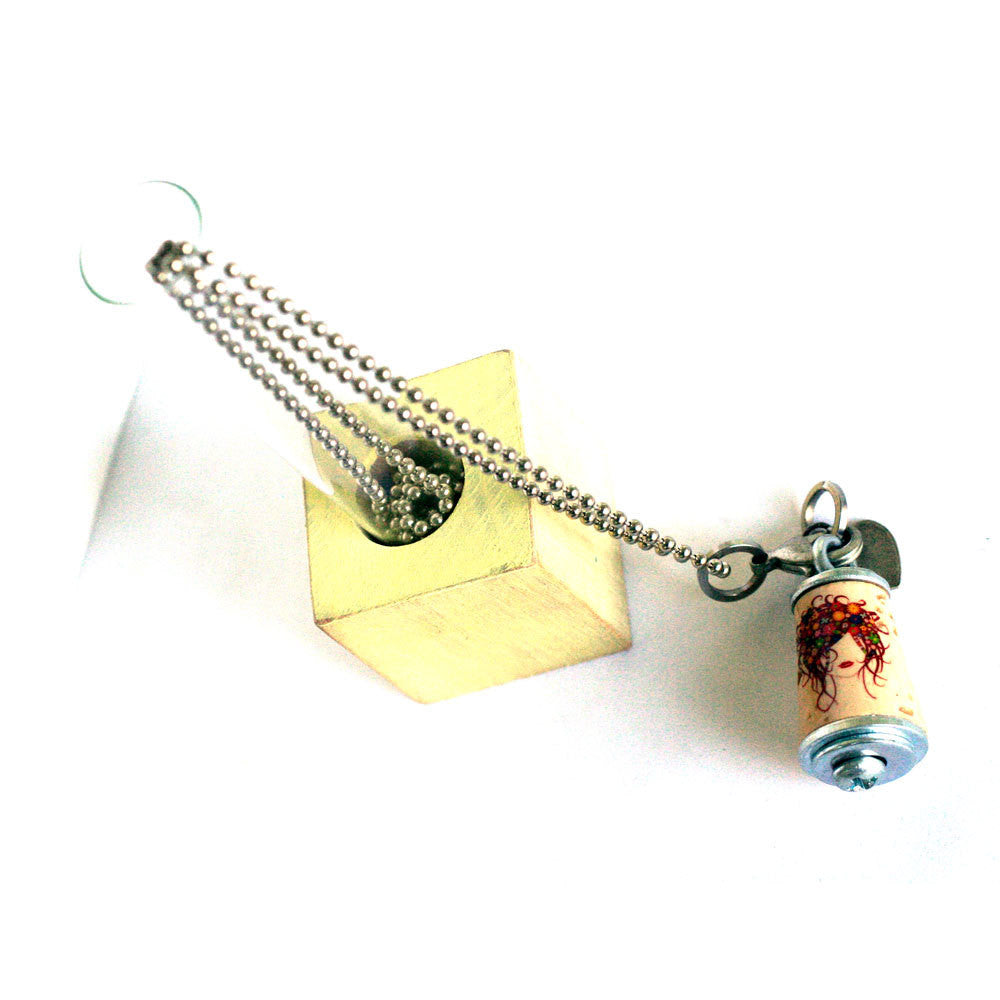 Hair Stylist Necklace | Cork in Test Tube and Wood Cube
