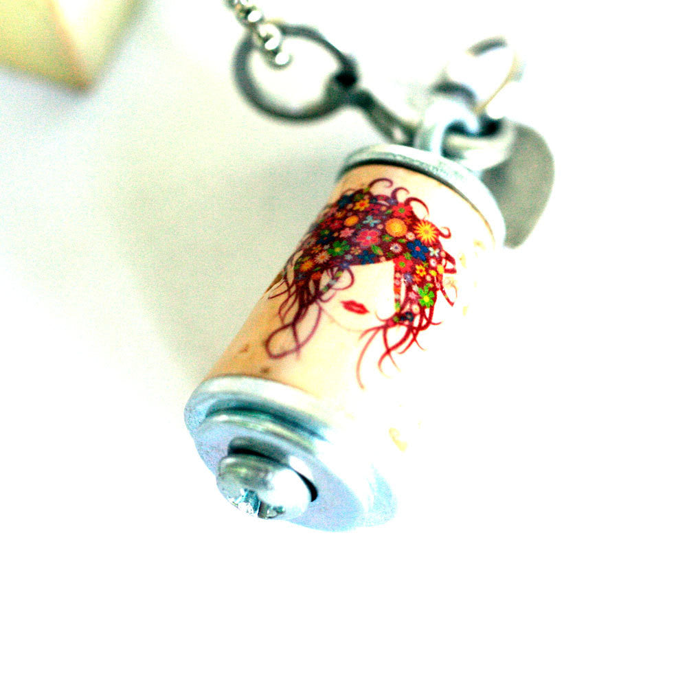 Hair Stylist Necklace | Cork in Test Tube and Wood Cube