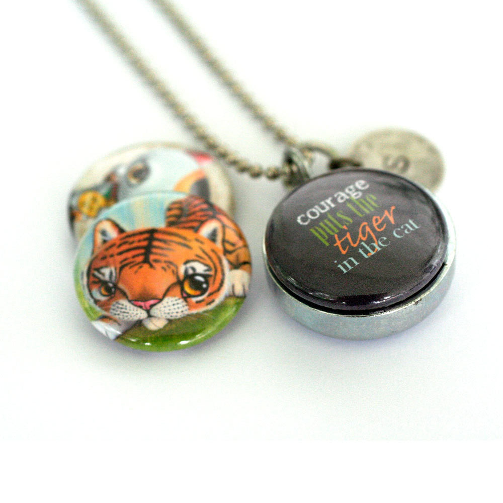 Courage Puts the Tiger in the Cat | Magnetic Locket Necklace