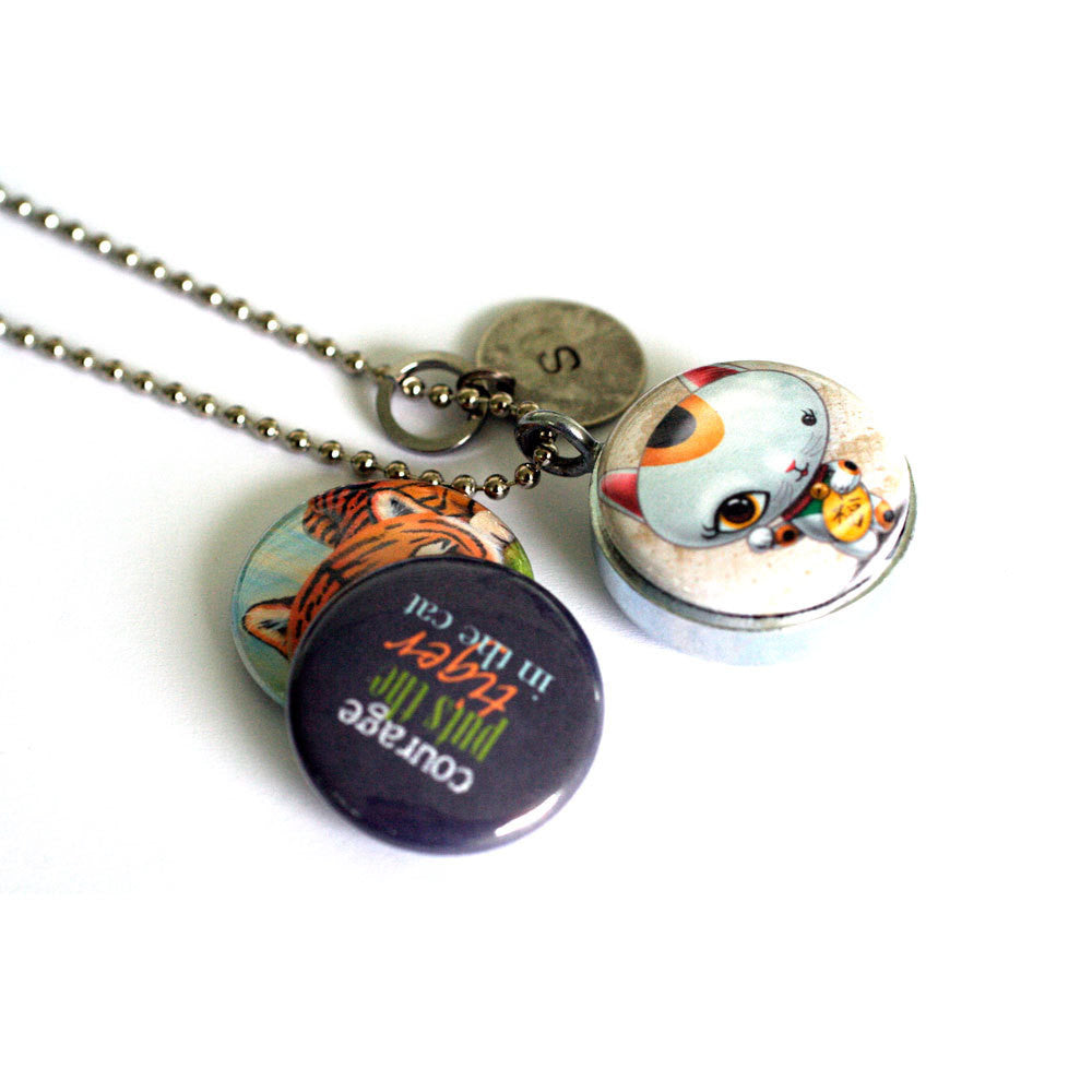 Courage Puts the Tiger in the Cat | Magnetic Locket Necklace