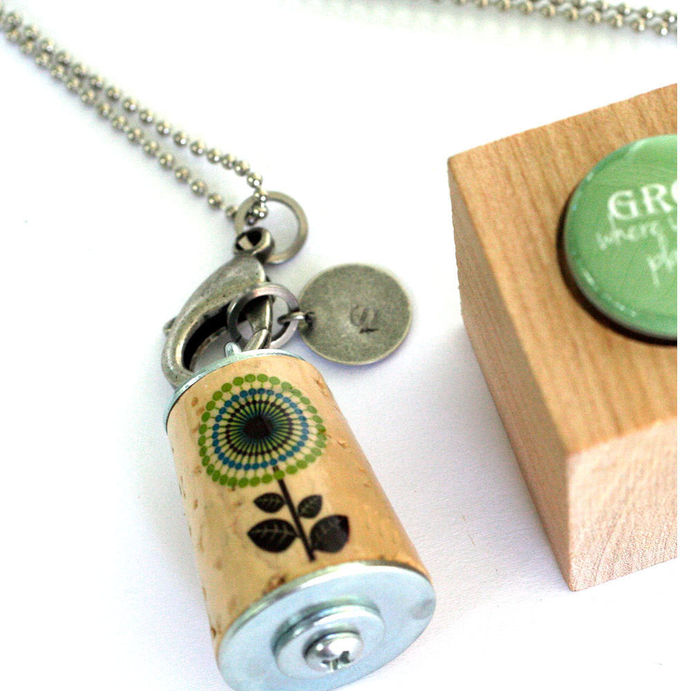 GROW Where Planted Necklace | Cork in Test Tube and Wood Cube