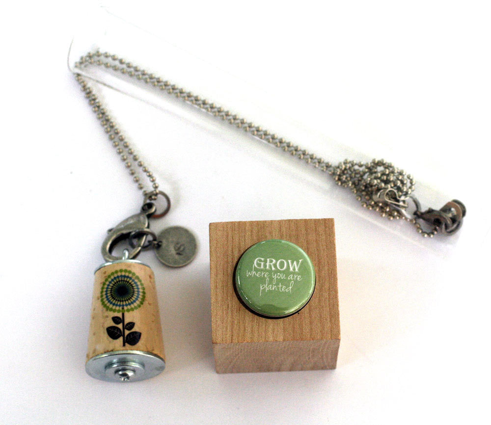 GROW Where Planted Necklace | Cork in Test Tube and Wood Cube