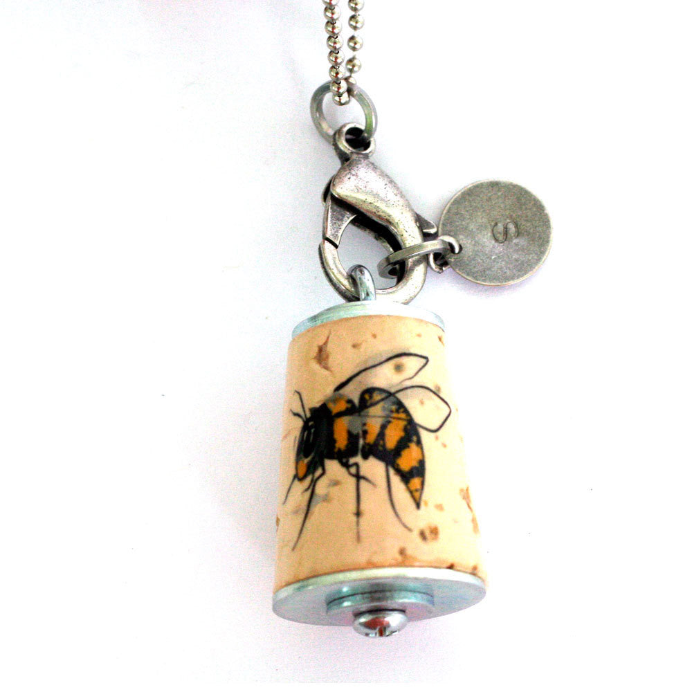 Save the BEES Necklace | Cork in Test Tube and Wood Cube