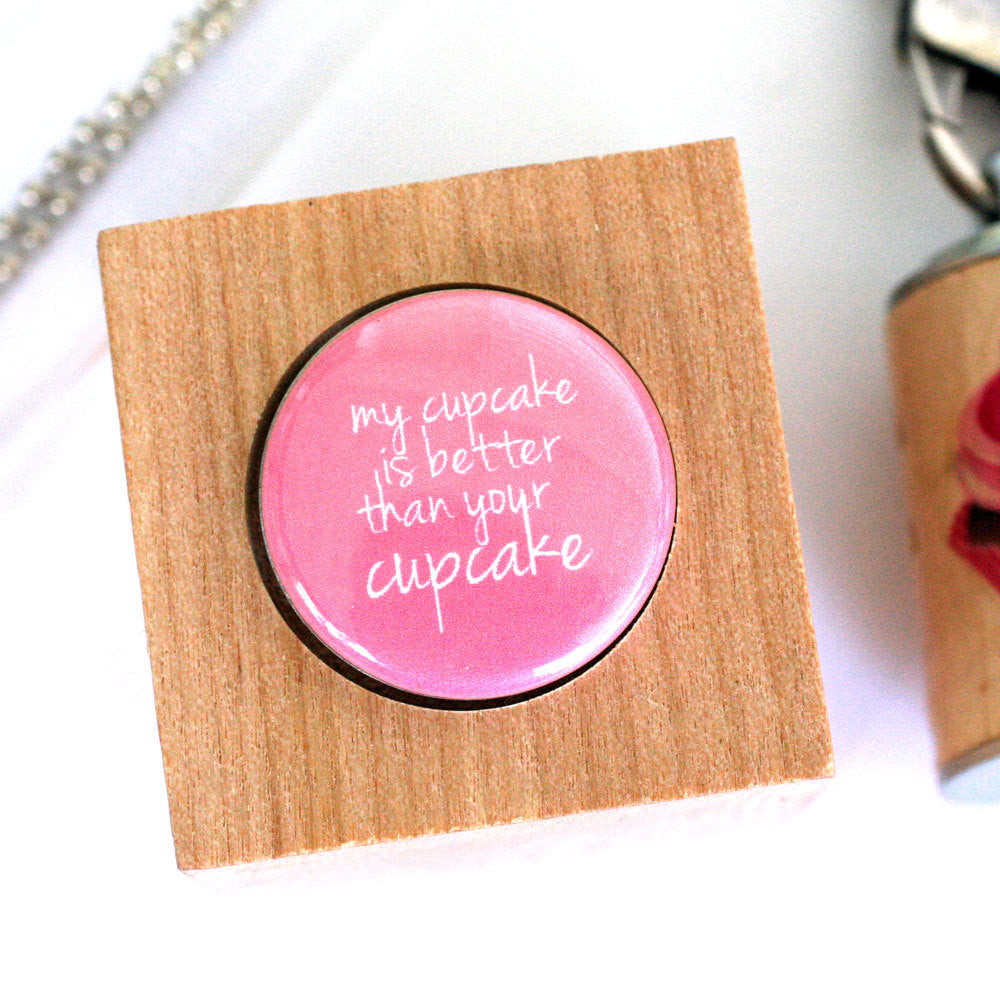 Cupcake Necklace | Cork in Test Tube and Wood Cube