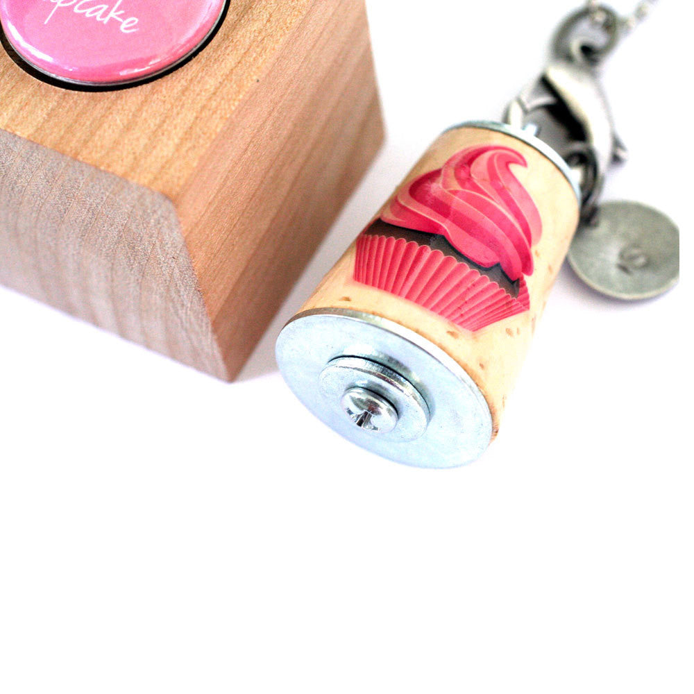 Cupcake Necklace | Cork in Test Tube and Wood Cube