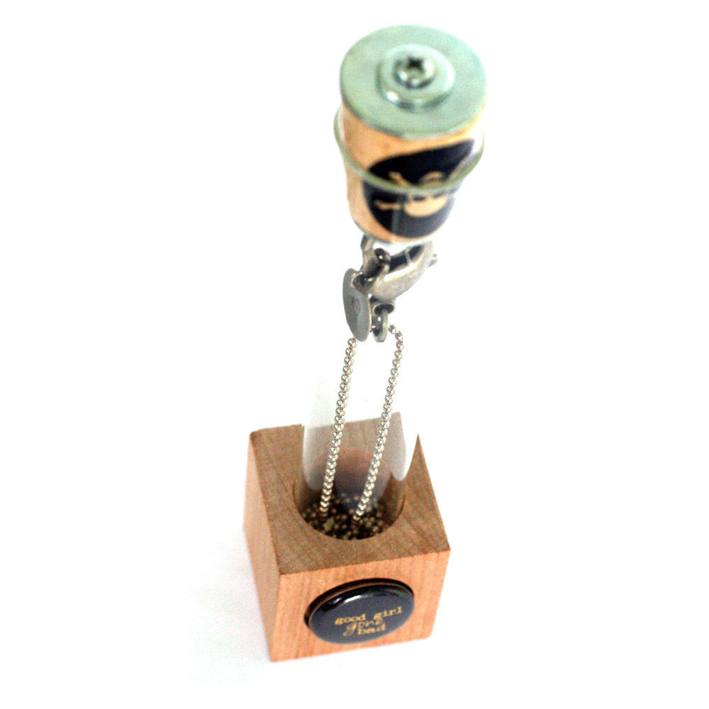 Skull and Crossbones Recycled Necklace | Cork in Test Tube and Wood Cube