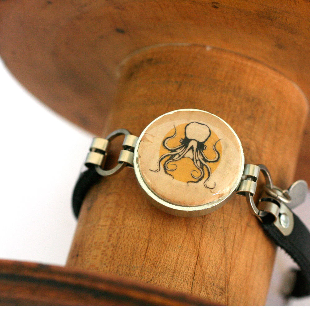 Octopus Leather Bracelet - Recycled Wine Cork