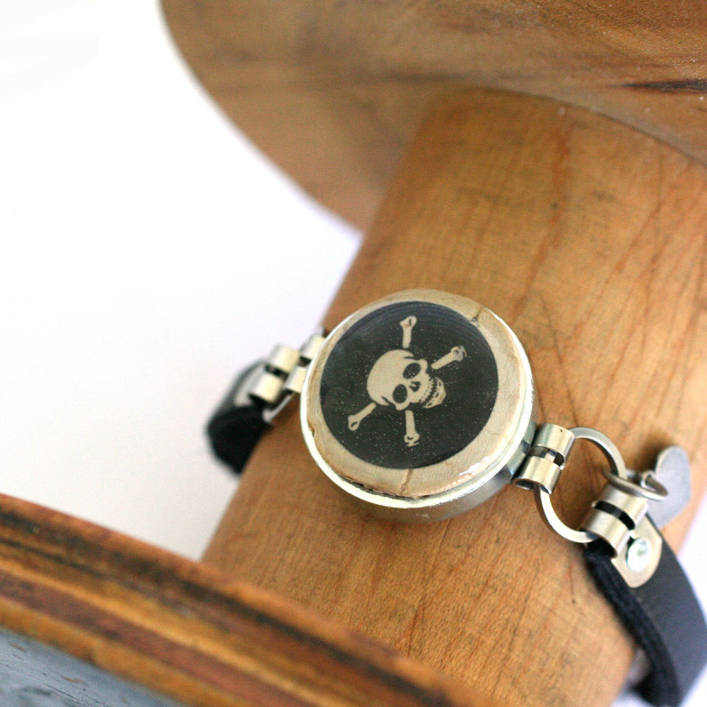 Skull and Crossbones Recycled Bracelet