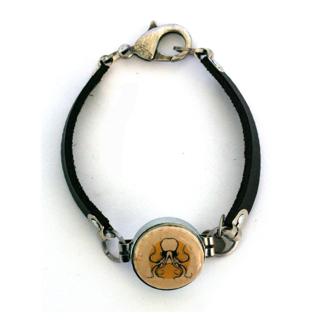 Octopus Leather Bracelet - Recycled Wine Cork