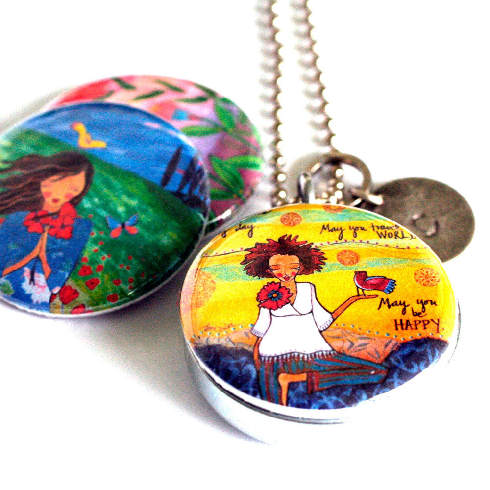 Travel Locket - Mirror Locket Necklace - Yoga Locket - Meditation Locket