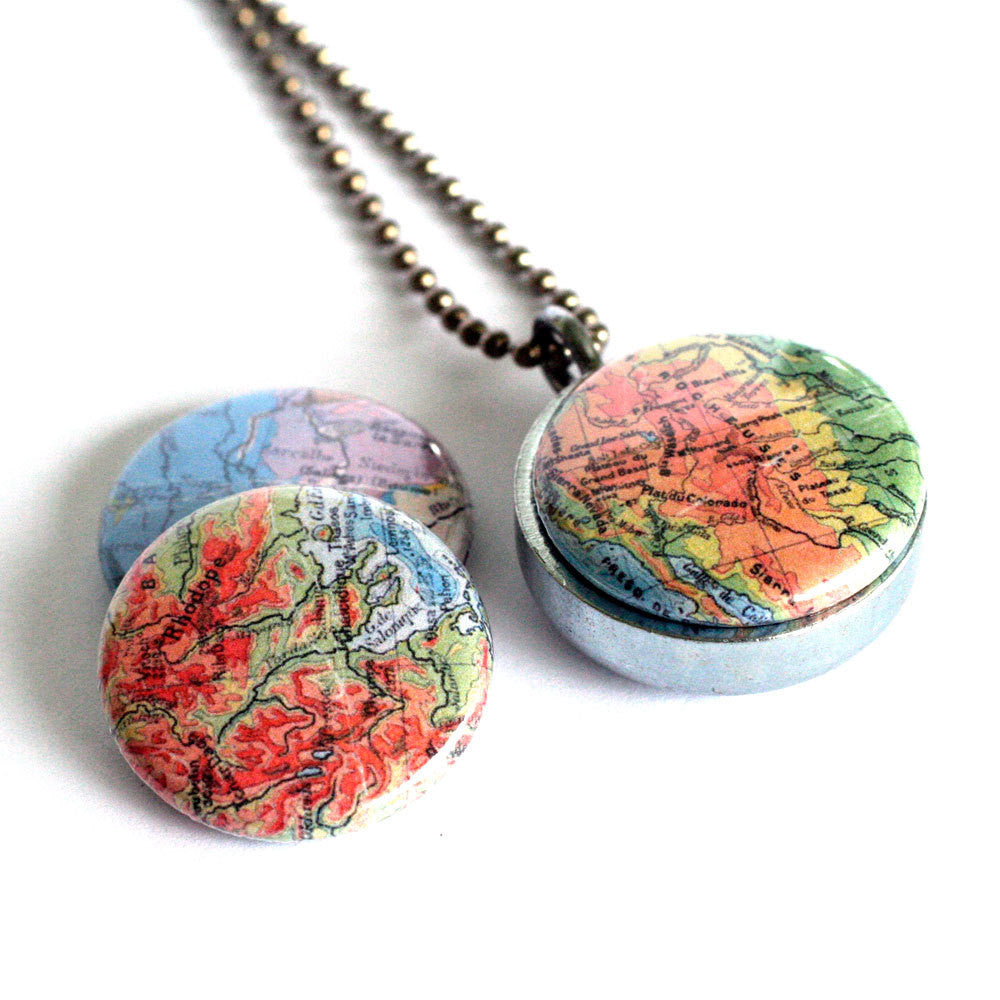 Map Locket Necklace
