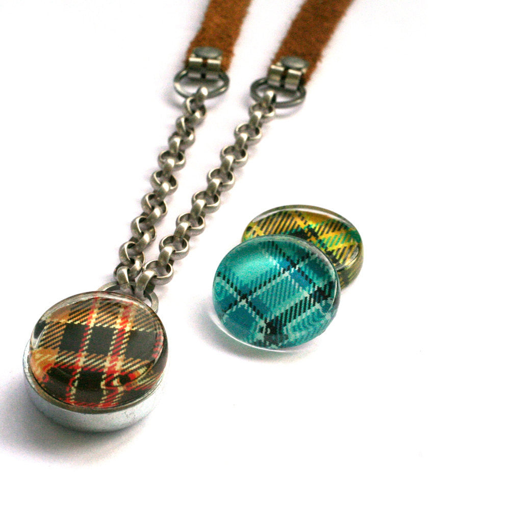 Plaid Magnetic Locket Necklace