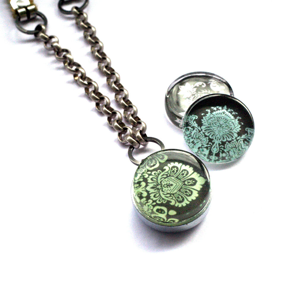 Grandma's Lace Modern Locket Necklace