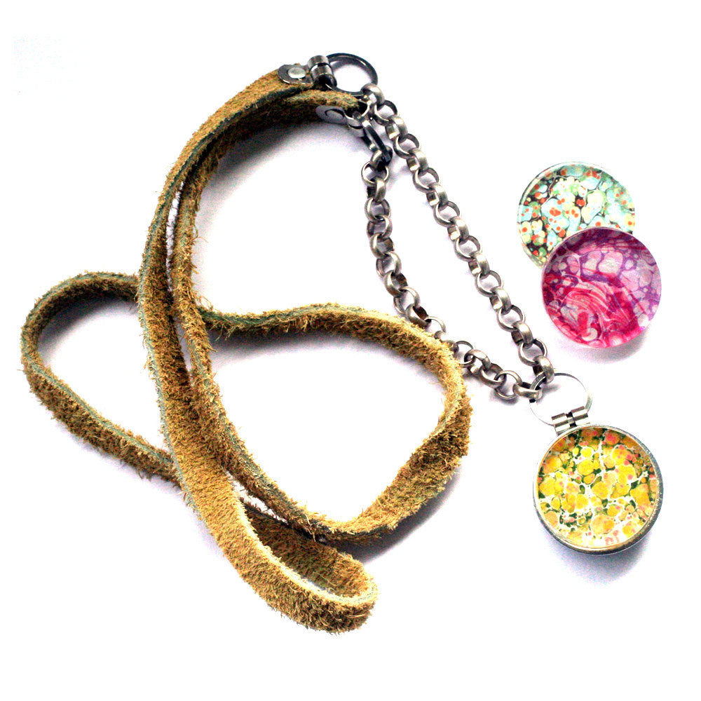 Marble Leather Necklace