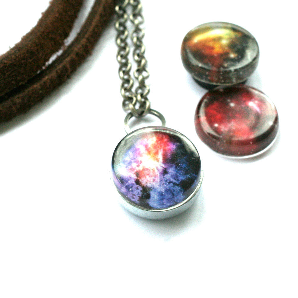 Nebula Leather Locket Necklace