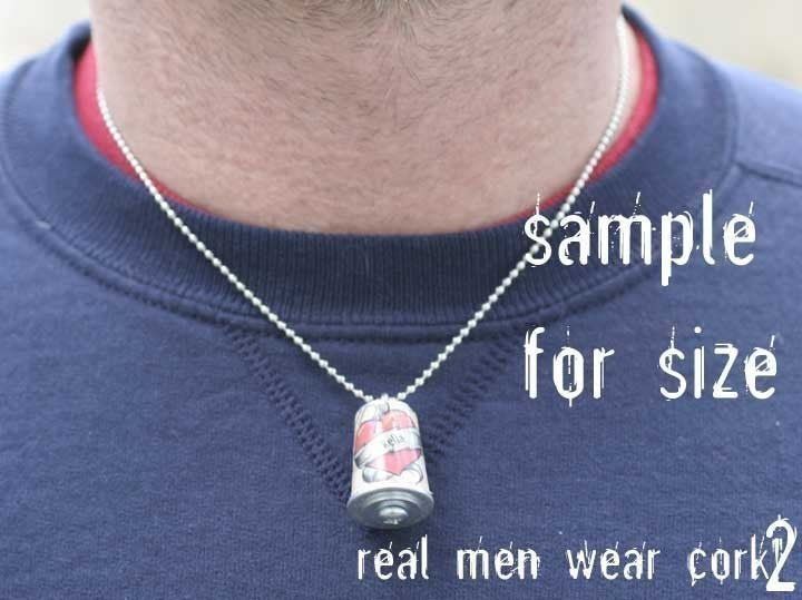 CUSTOM Tattoo Heart Necklace | Recycled Cork in Test Tube and Wood Cube