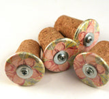 Cork Pushpins | Recycled, Pink Flowers