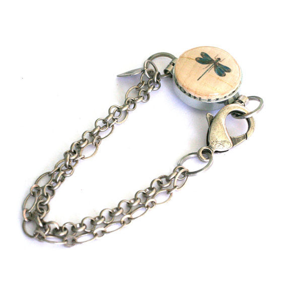 dragonfly silver steel bracelet