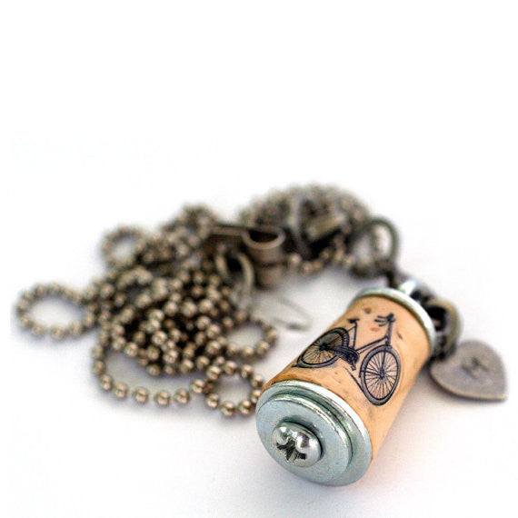 handmade bike necklace