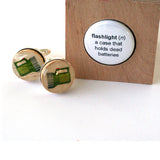 camping recycled cufflinks