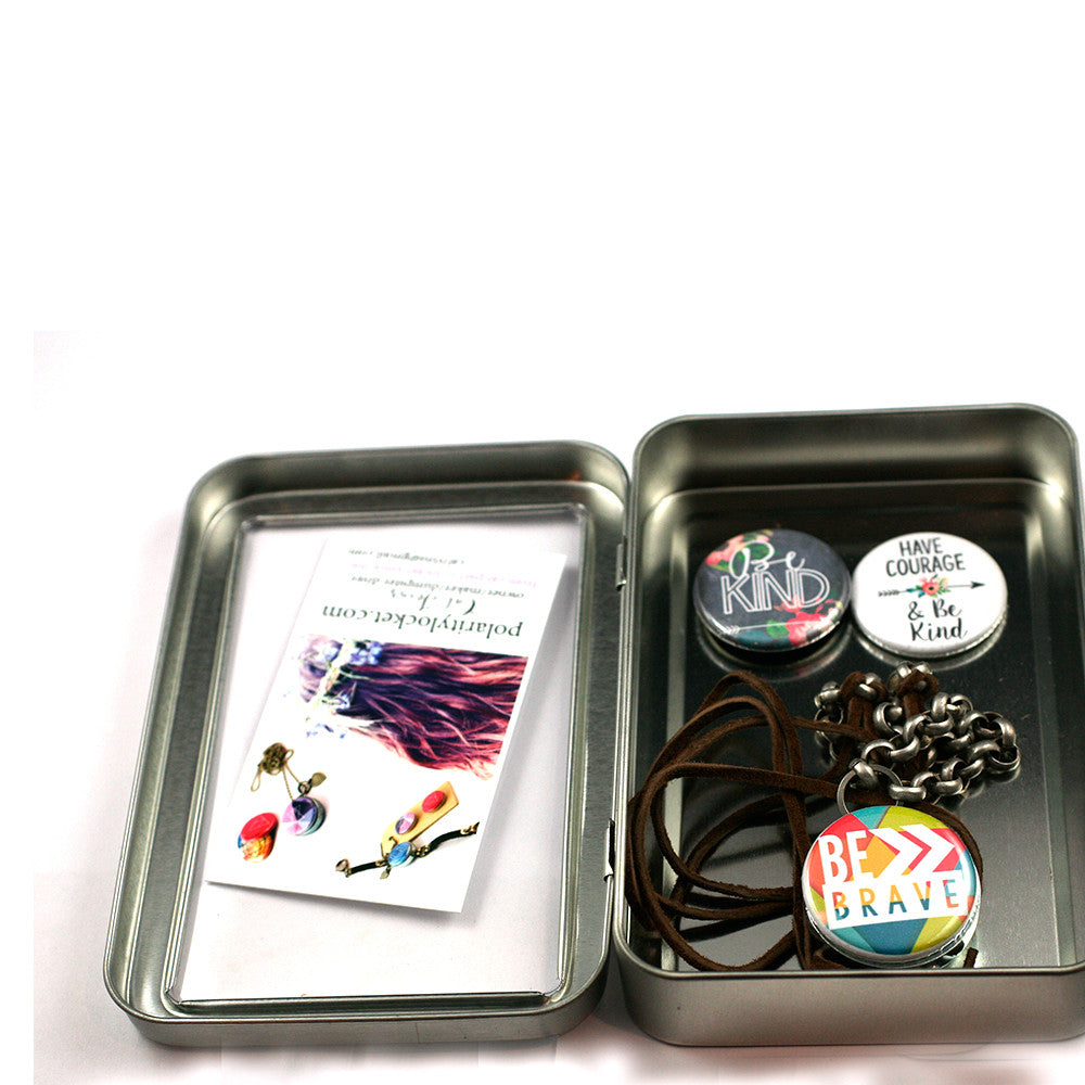 Be Kind and Brave | Leather Locket Necklace