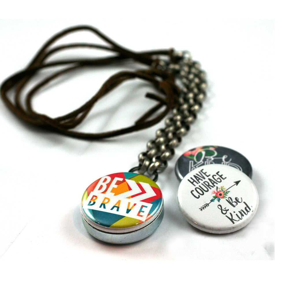Be Kind and Brave | Leather Locket Necklace