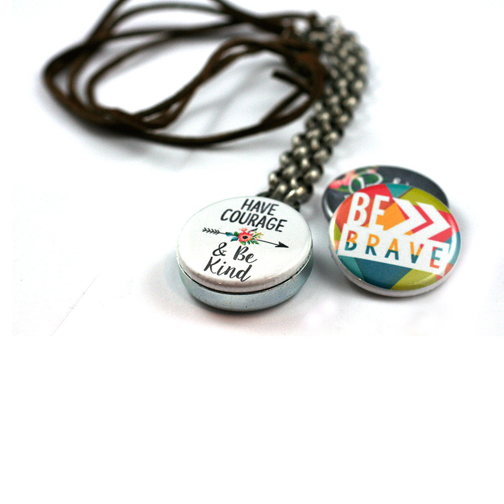 Be Kind and Brave | Leather Locket Necklace